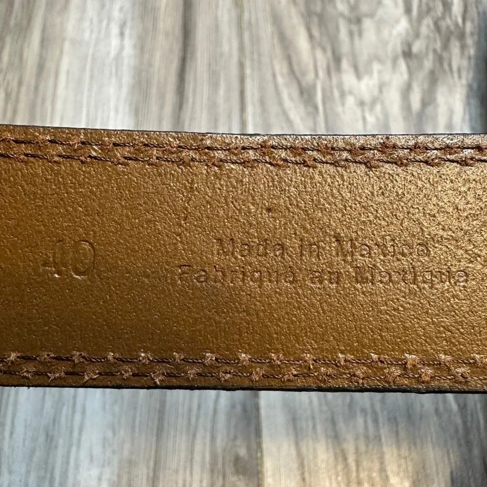 RedHead Ranch Mens Brown Tooled Leather Western Belt Silver Buckle Size 40